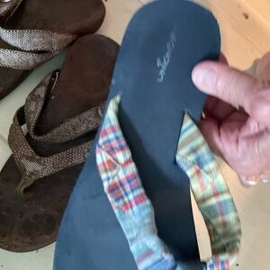 UNIONBAY Multicolor Plaid Flip Flops